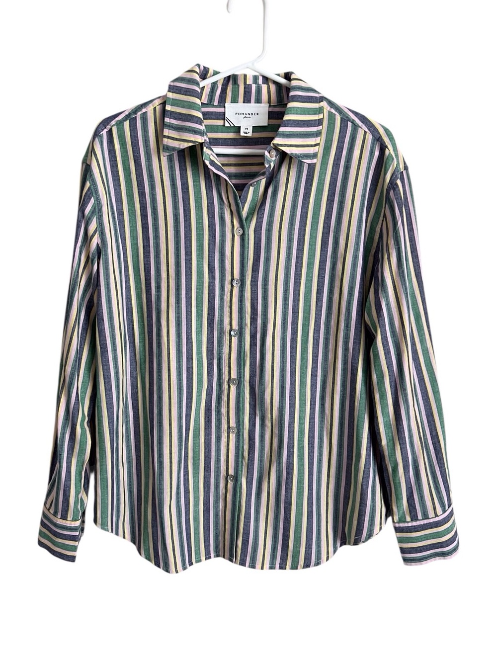 Tuckernuck Pomander Place Boyfriend Shirt Rainbow Stripes Button Up Medium